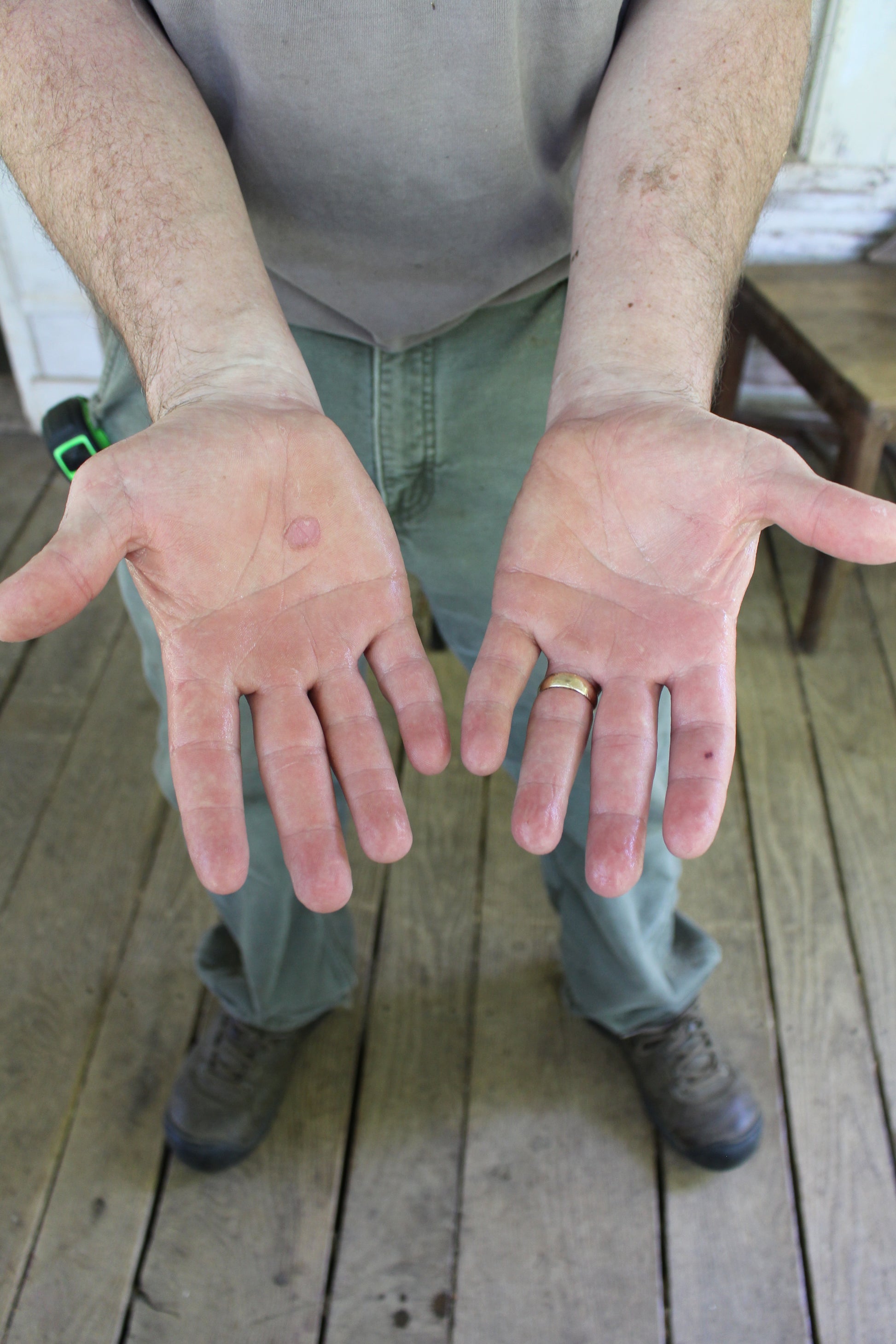 Man showing clean washed hands